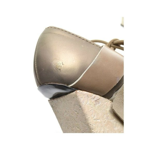 Acne Studio Taupe Leather Lace Up Platform Heels 38 - Picture 6 of 7